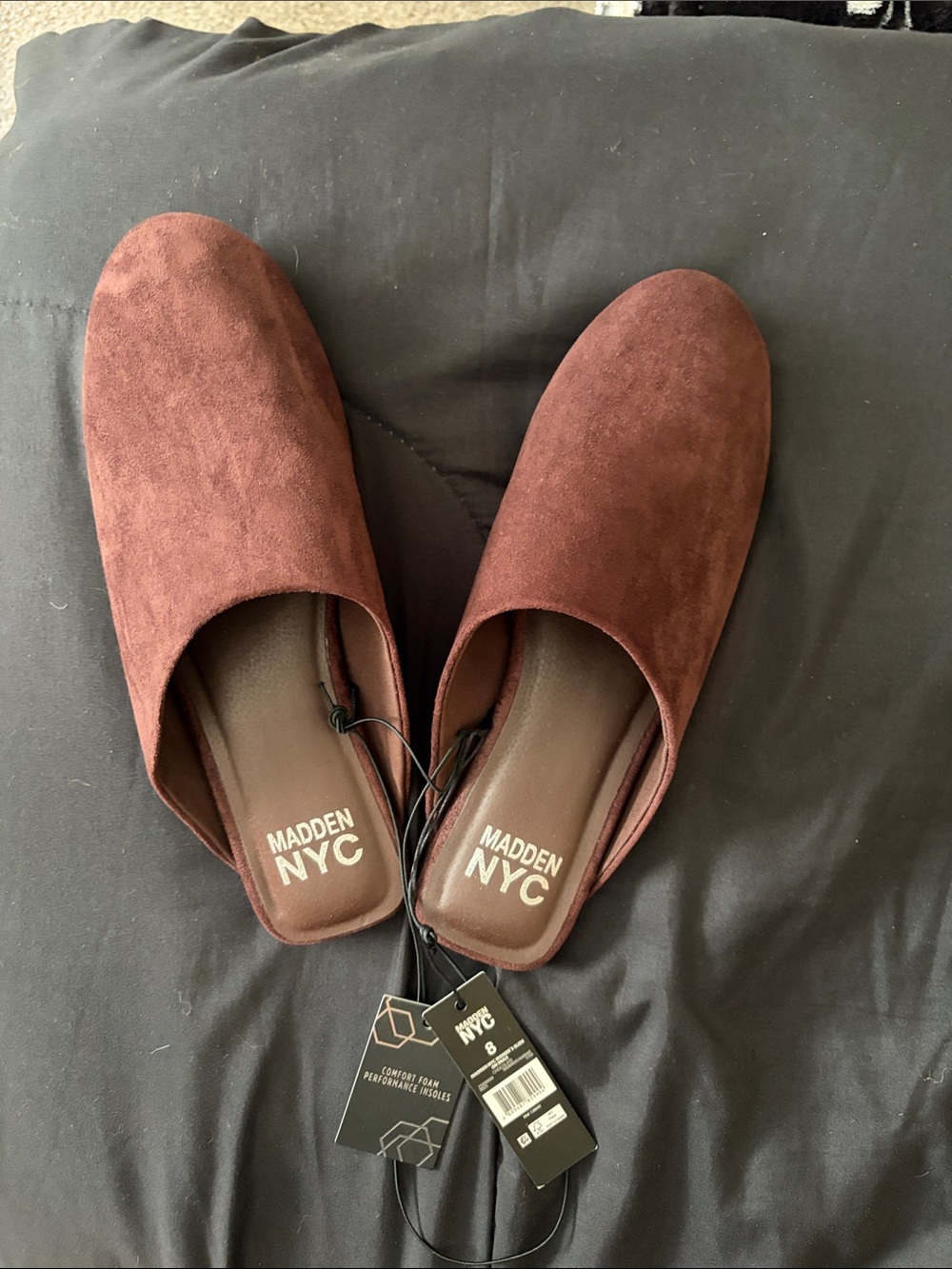 Madden NYC Women’s Burgundy Suede Slip-On Mules